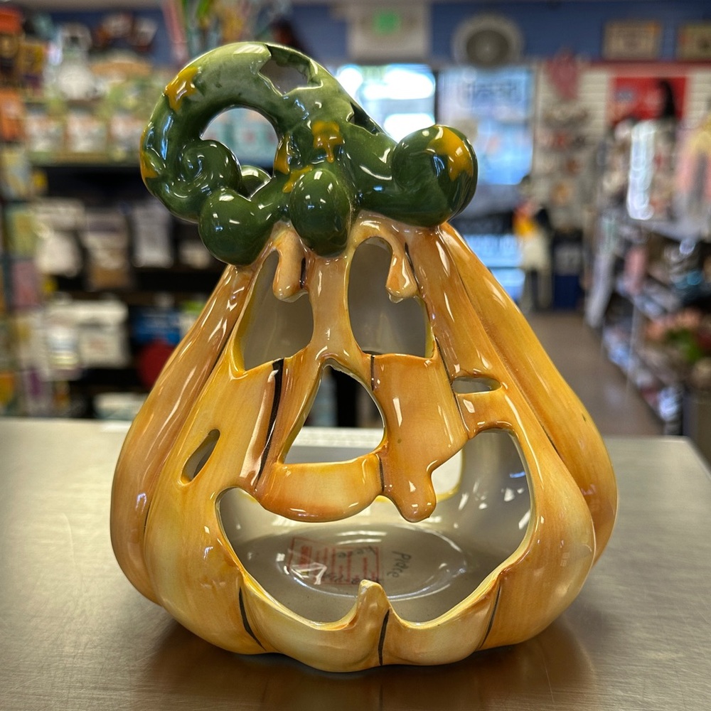 Ceramic Pumpkin Candle Holder